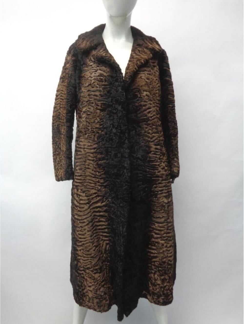 Mint Brown Horn Back Swakara Lamb Fur Coat Jacket Women Woman Size 6 Small